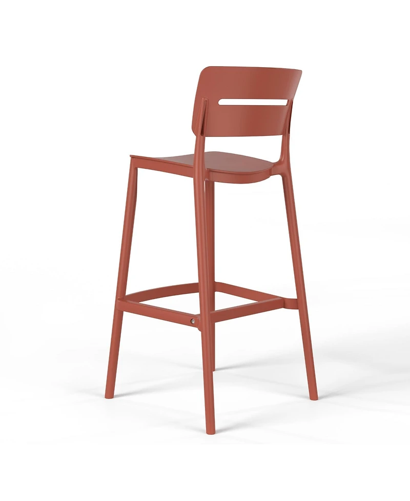 Stackable Polypropylene Resin Plastic Outdoor Patio Bar Stools (Set of 2)