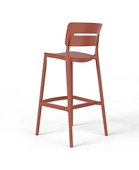 Stackable Polypropylene Resin Plastic Outdoor Patio Bar Stools (Set of 2)