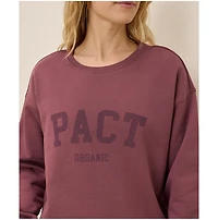 Pact Women's Organic Cotton Cloud Brushed Fleece Graphic Crew Sweatshirt
