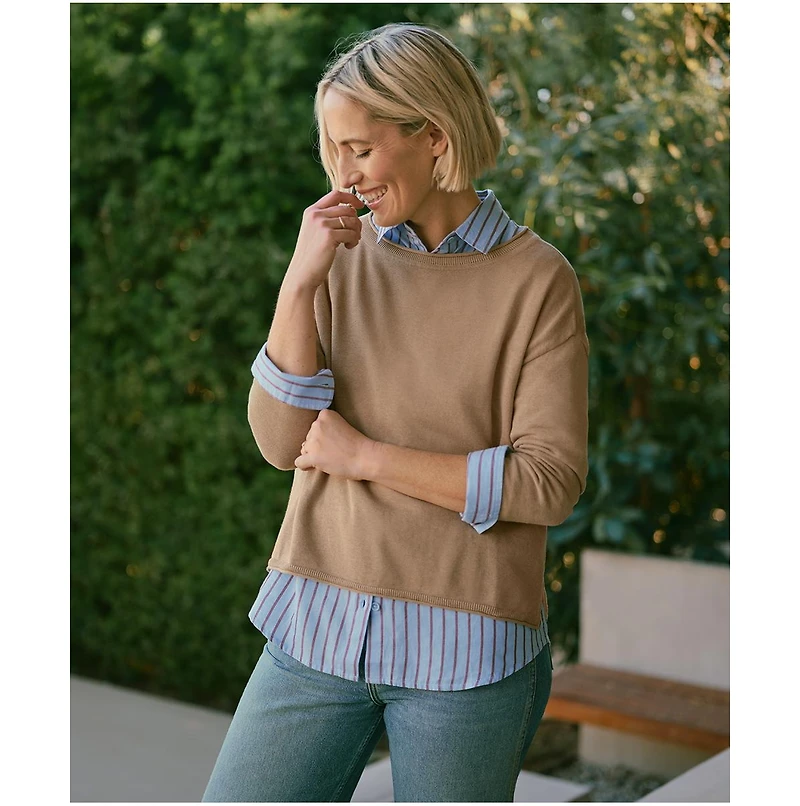 Pact Women's Organic Cotton Classic Fine Knit Wide Neck Sweater