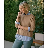 Pact Women's Organic Cotton Classic Fine Knit Wide Neck Sweater