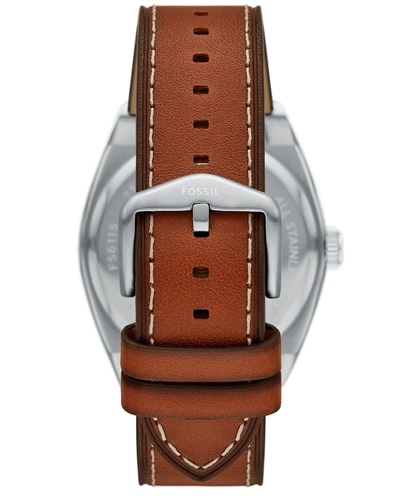 Fossil Men's Everett Three-Hand Date Brown Leather Watch, 42mm