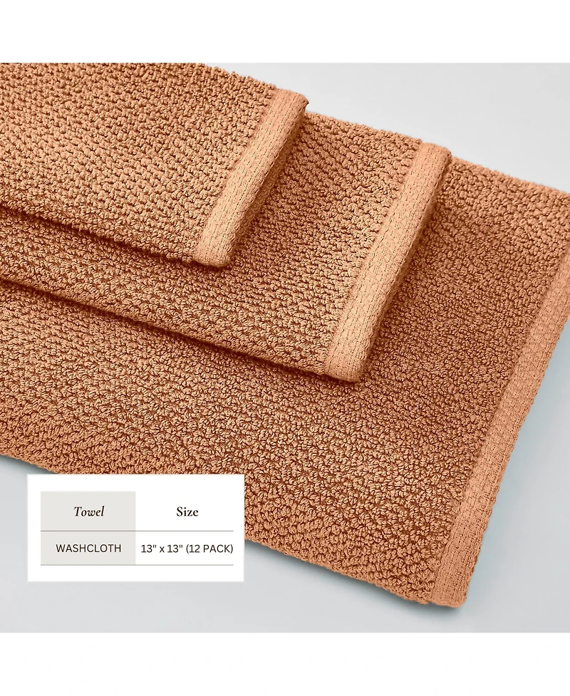 Linery & Co. Cotton Textured 12-Piece Washcloth Set