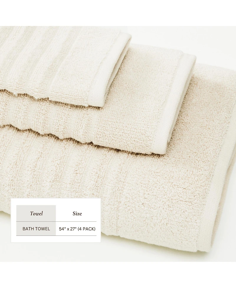 Linery & Co. Luxury 100% Combed Cotton 4-Pack Bath Towel Set