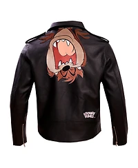 Freeze Max Men's Black Looney Tunes Graphic Biker Full-Zip Jacket