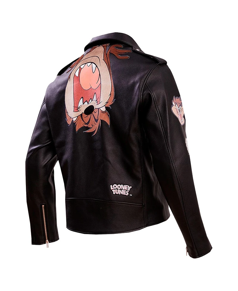 Freeze Max Men's Black Looney Tunes Graphic Biker Full-Zip Jacket