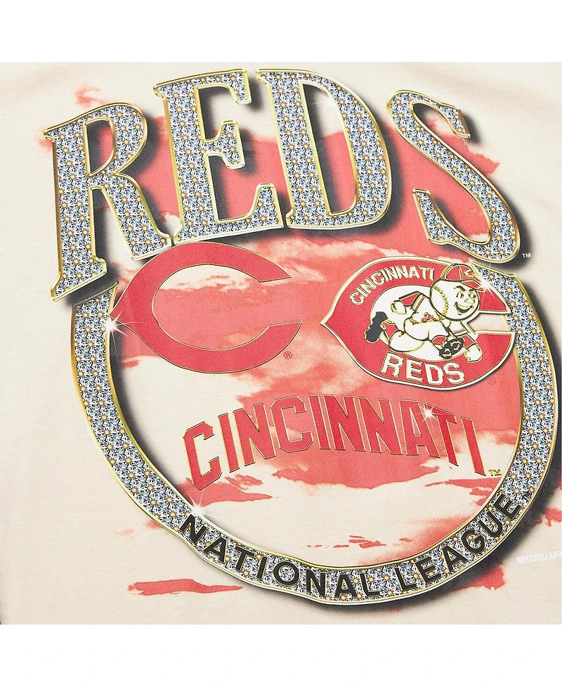 Mitchell & Ness Men's Cream Cincinnati Reds Cooperstown Collection crown Jewels T-Shirt