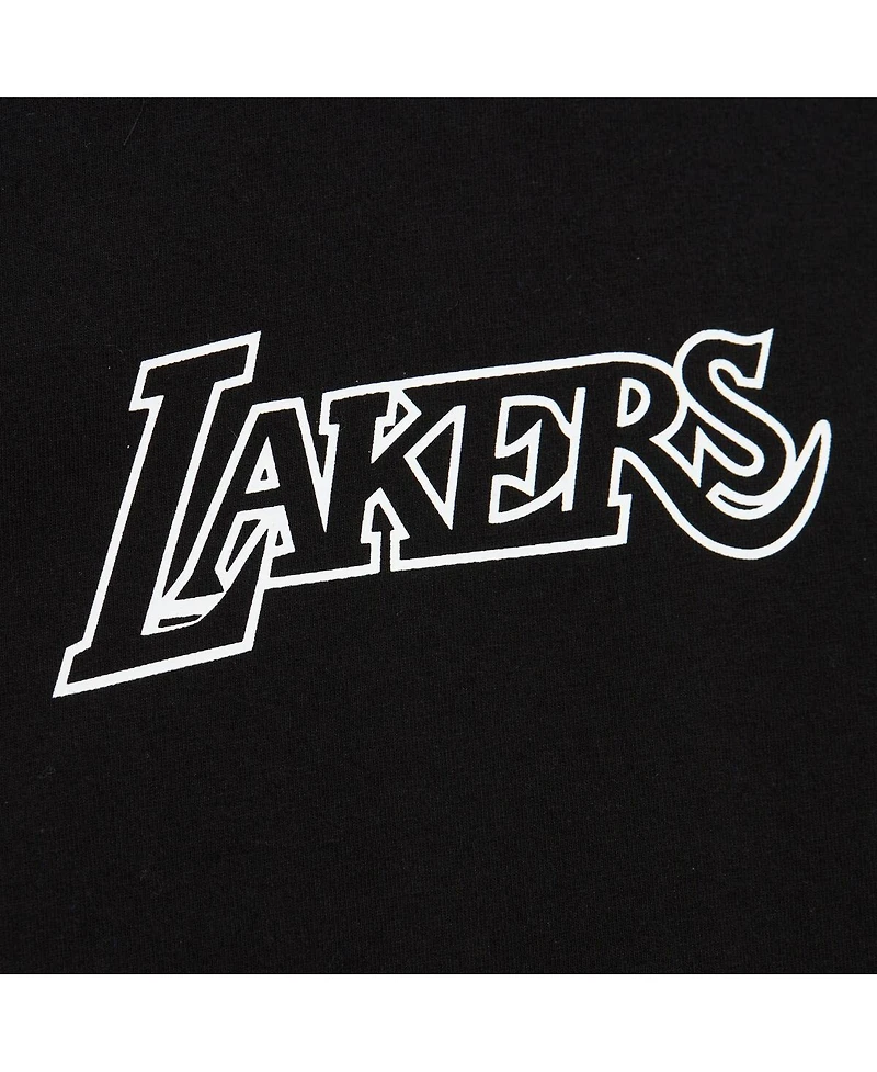 Mitchell & Ness Men's Black Los Angeles Lakers Hardwood Classics Contrast 2K Graphic T-Shirt