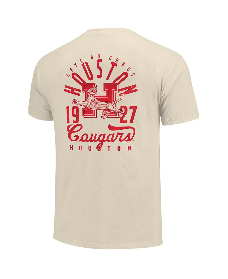 Image One Men's Cream Houston Cougars Comfort Colors Mascot Overlay T-Shirt