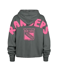 '47 Brand Women's Gray New York Rangers Bright Side Venice Cropped Pullover Hoodie