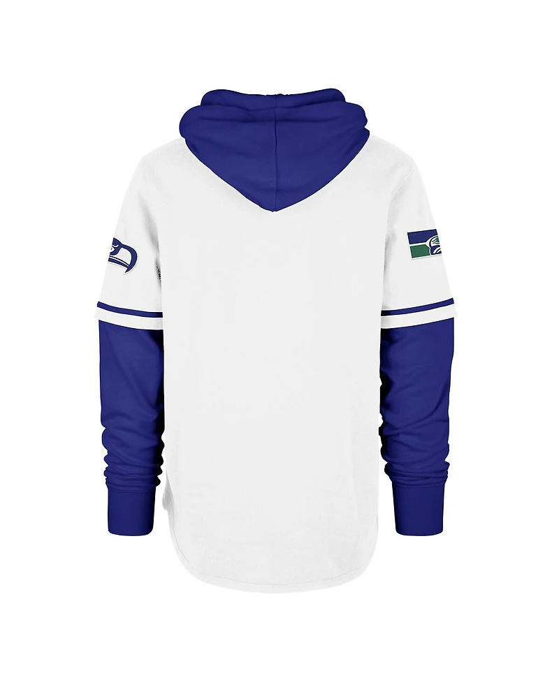 '47 Brand Men's White Seattle Seahawks Throwback Shortstop Pullover Hoodie