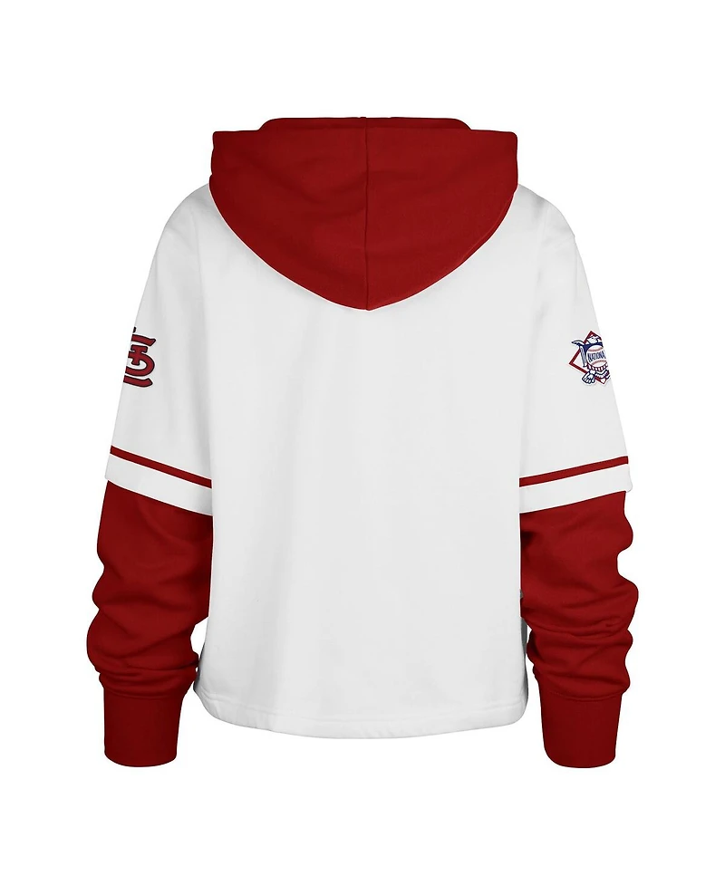 '47 Brand Women's White St. Louis Cardinals Trifecta Shortstop Cropped Pullover Hoodie