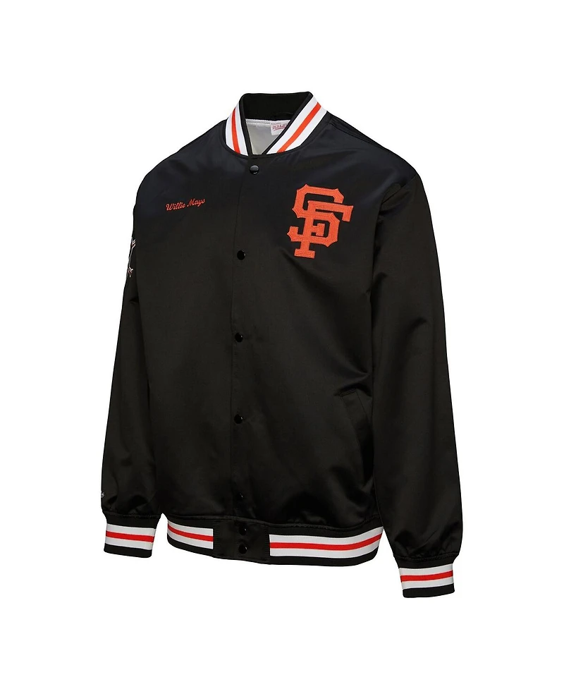 Mitchell & Ness Men's Willie Mays Black San Francisco Giants Legends Collection Vintage Satin Full-Snap Jacket