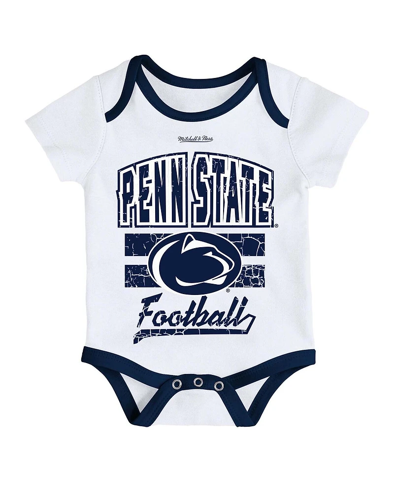 Mitchell & Ness Baby Boys and Girls White Penn State Nittany Lions Bodysuit, Bib Bootie, Set of 3