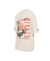 New Era Men's Cream San Francisco Giants Cooperstown Collection Oversized Throwback Distressed T-Shirt