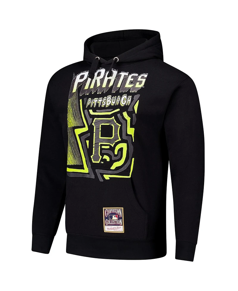 Mitchell & Ness Men's Black Pittsburgh Pirates Sidewalk Sketch Pullover Hoodie