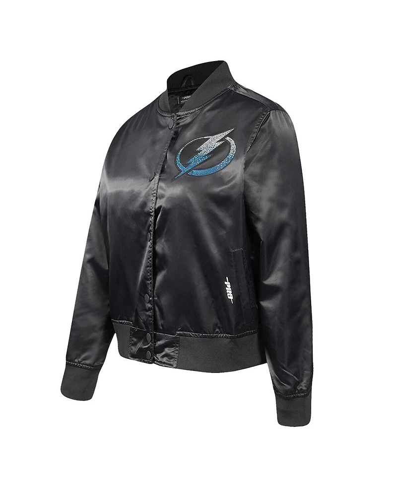 Pro Standard Women's Black Tampa Bay Lightning Rhinestone Jewels Satin Full-Snap Jacket