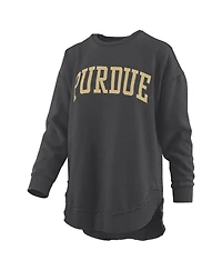 Pressbox Women's Black Purdue Boilermakers Melange Poncho Vintage Fleece Long Sleeve Pullover Sweatshirt