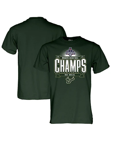 Blue 84 Men's and Women's Green South Florida Bulls 2025 Aac Women's Basketball Conference Tournament Champions T-Shirt