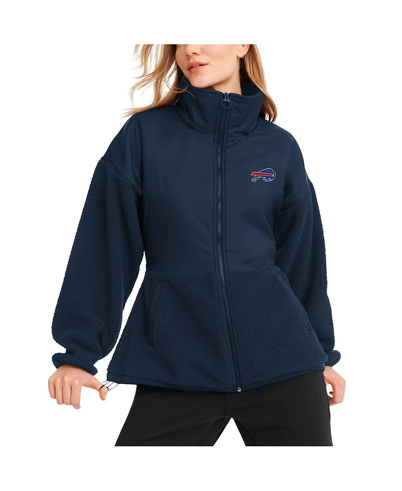 Dkny Sport Women's Navy Buffalo Bills Drew Mixed Media Full-Zip Jacket