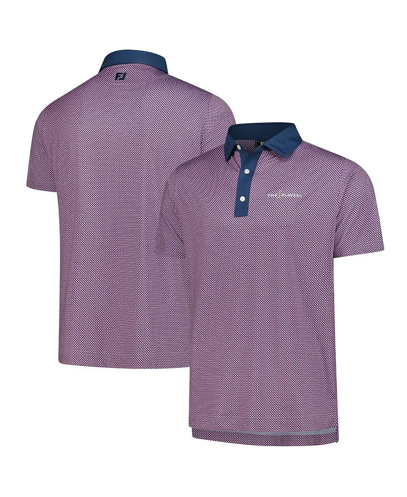 FootJoy Men's Navy The Players ProDry Lattice Print Lisle Polo Shirt
