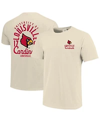 Image One Men's Cream Louisville Cardinals Comfort Colors Mascot Overlay T-Shirt