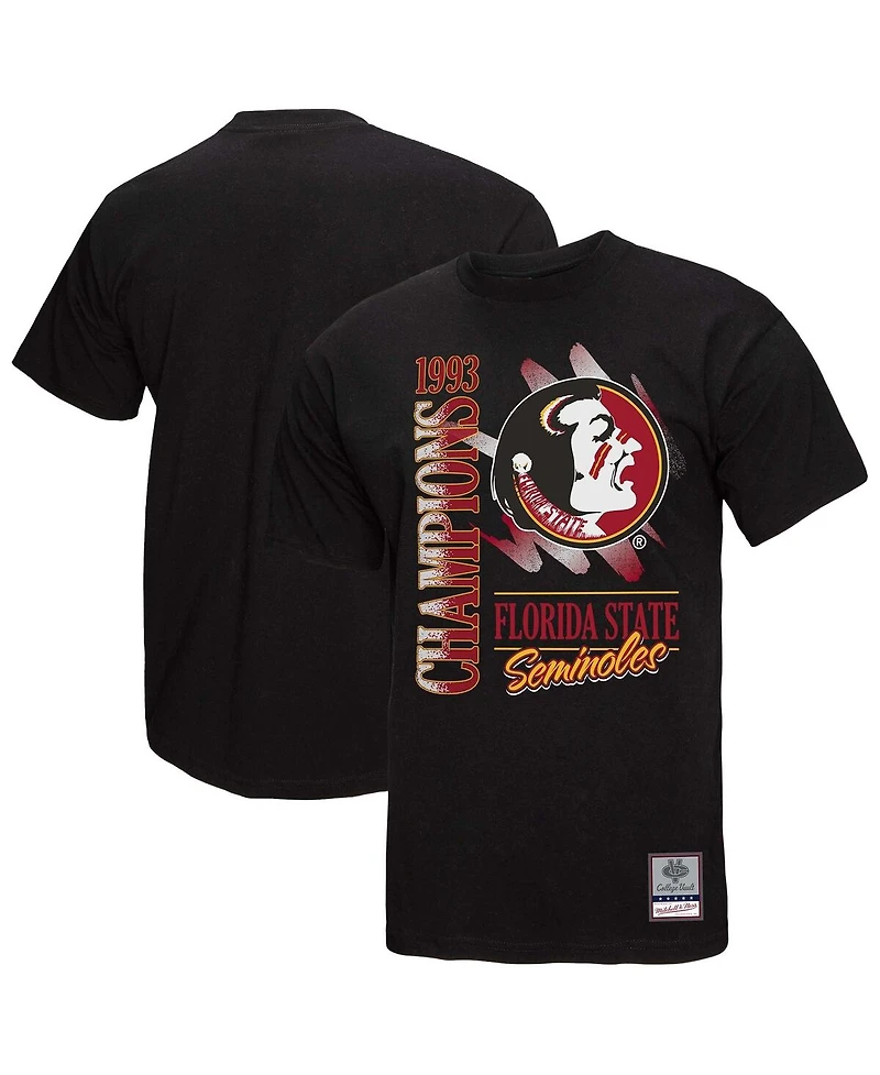 Mitchell & Ness Men's Black Florida State Seminoles Retro Brush Mineral Wash T-Shirt