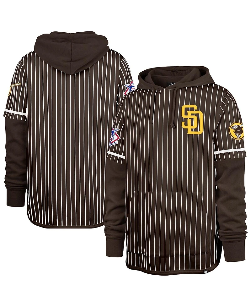 '47 Brand Men's Brown San Diego Padres Pinstripe Double Header Pullover Hoodie