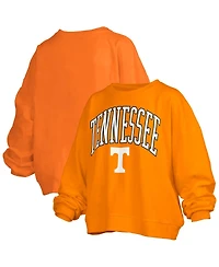 Pressbox Women's Tennessee Orange Volunteers Janise Arch Over Logo Waist Length Oversized Pullover Sweatshirt
