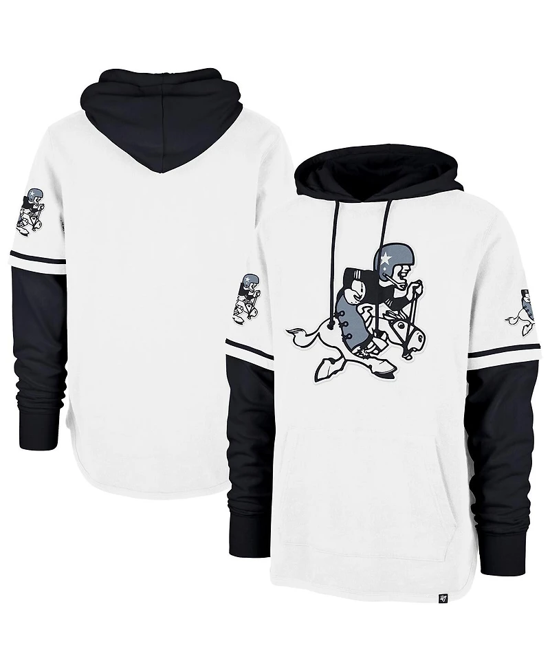 '47 Brand Men's White/Black Dallas Cowboys Throwback Shortstop Pullover Hoodie