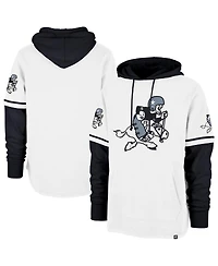 '47 Brand Men's White/Black Dallas Cowboys Throwback Shortstop Pullover Hoodie