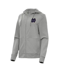 Antigua Women's Heather Gray Notre Dame Fighting Irish Seeker Full-Zip Hoodie