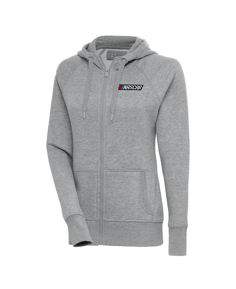 Antigua Women's Heather Gray Nascar Victory Full-Zip Hoodie