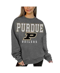 Gameday Couture Women's Heather Charcoal Purdue Boilermakers Distressed Fleece Pullover Sweatshirt