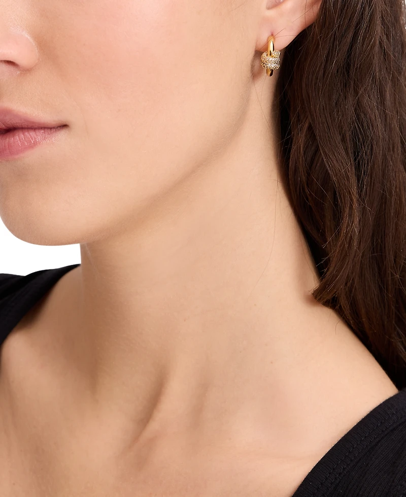 kate spade new york Small Pave Knot Hoop Earrings, 0.62"