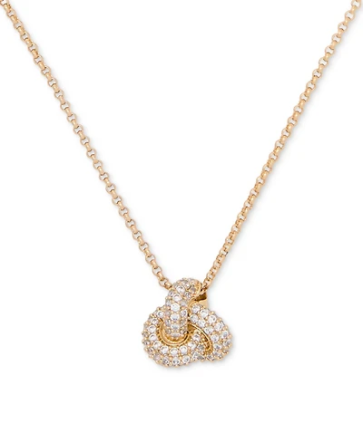kate spade new york Gold-Tone Pave Double Knot Pendant Necklace, 16" + 3" extender