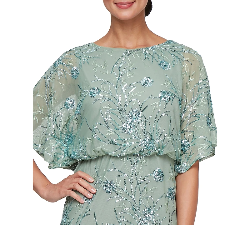 Sl Fashions Petite Sequined Blouson Dress