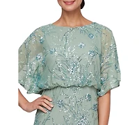 Sl Fashions Petite Sequined Blouson Dress