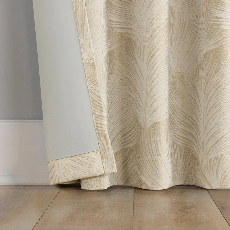 Coppa Leaf Motif Magnetic Closure 100% Blackout Back Tab Curtain Panel