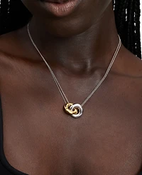 Kate Spade New York Two-Tone Interlock Ring Pendant Necklace, 16" + 3" extender