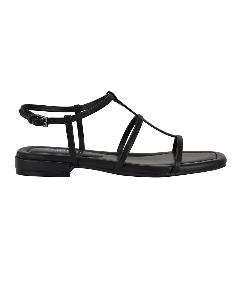 Calvin Klein Women's Sallia Strappy Caged Flat Sandals