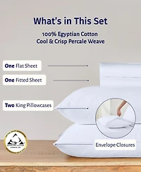 Certified Luxury 100% Egyptian Cotton Sheets Cal King Set - Percale Sheet with Deep Pockets, Cool and Durable Bedding