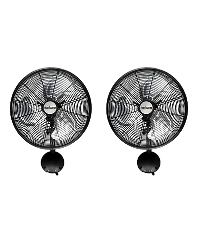 Hurricane 16 Inch Pro High Velocity Oscillating Metal Wall Fan, Black (2 Pack)