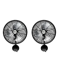 Hurricane 16 Inch Pro High Velocity Oscillating Metal Wall Fan, Black (2 Pack)