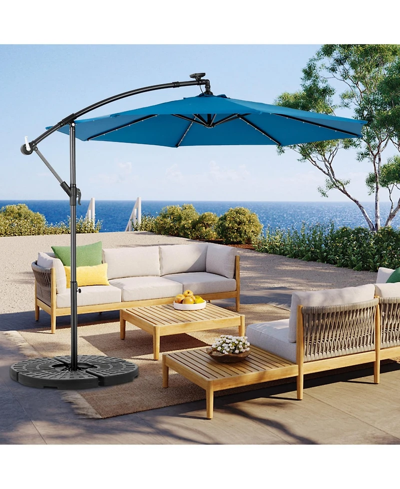 Streamdale 10ft Solar Led Offset Hanging Market Patio Umbrella ( Dark blue)
