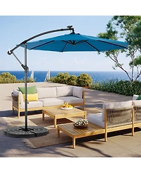 Streamdale 10ft Solar Led Offset Hanging Market Patio Umbrella ( Dark blue)