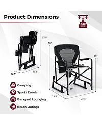 Outdoor Rocker Camping Chair with Dual Springs and Padded Back