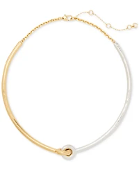 kate spade new york Two-Tone Interlock Structured Collar Necklace, 16" + 3" extender