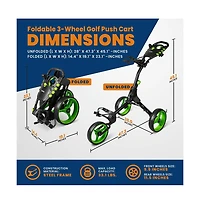 Jovial Foldable 3-Wheel Golf Push Cart with Scorecard Holder