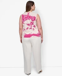 Dkny Plus Printed Sleeveless Knit Top